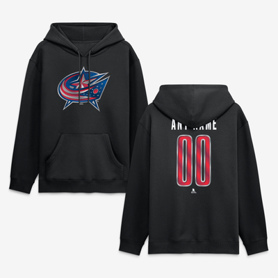 Columbus Blue Jackets Big & Tall Forged Mascot Personalized Name & Number Hoodie - Black
