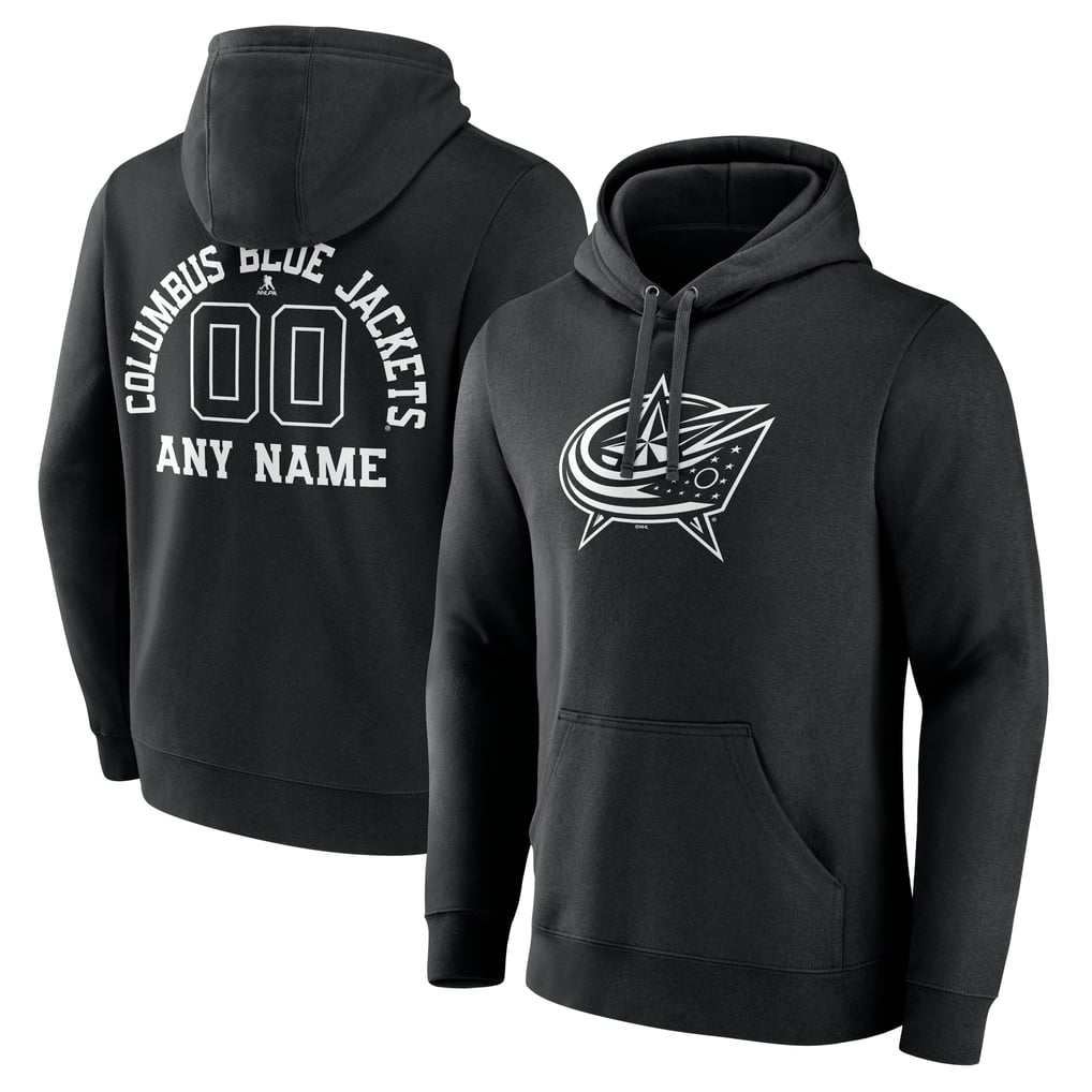  Columbus Blue Jackets Personalized Name & Number Monochrome Pullover Hoodie - Black