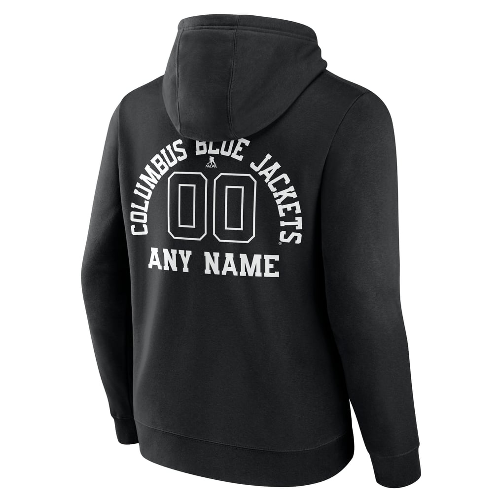  Columbus Blue Jackets Personalized Name & Number Monochrome Pullover Hoodie - Black