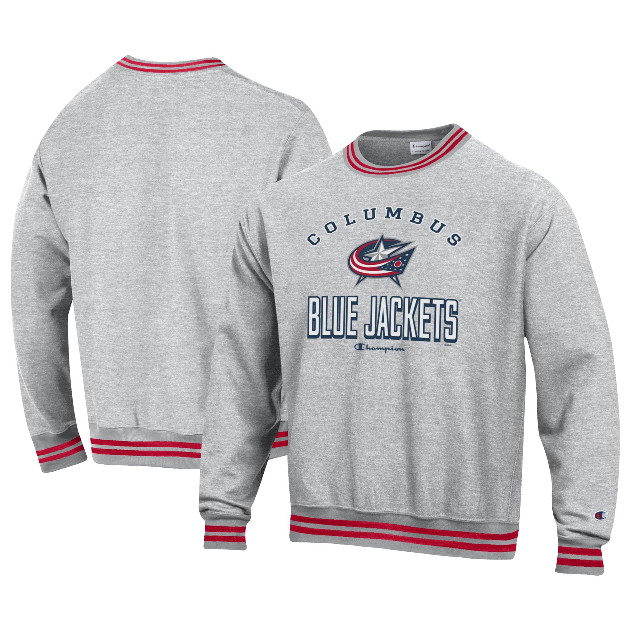 Champion Columbus Blue Jackets Heather Gray Reverse Weave Yarn Dye 