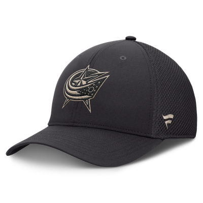 Columbus Blue Jackets Fanatics Authentic Pro Road Meshback Stretch Hat - Charcoal