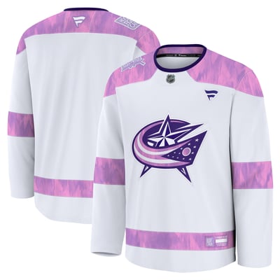  Columbus Blue Jackets Fanatics Hockey Fights Cancer Practice Jersey - White