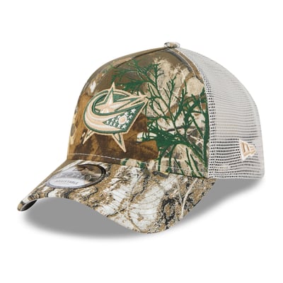 Columbus Blue Jackets New Era Real Tree A-Frame 9FORTY Adjustable Trucker Hat - Camo