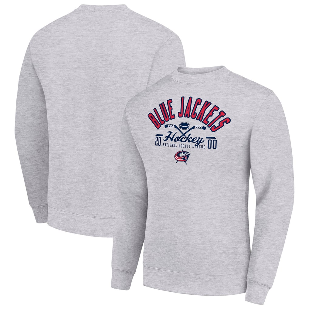 Columbus Blue Jackets Starter Stick And Puck Logo Fleece Pullover Sweatshirt - Heather Gray
