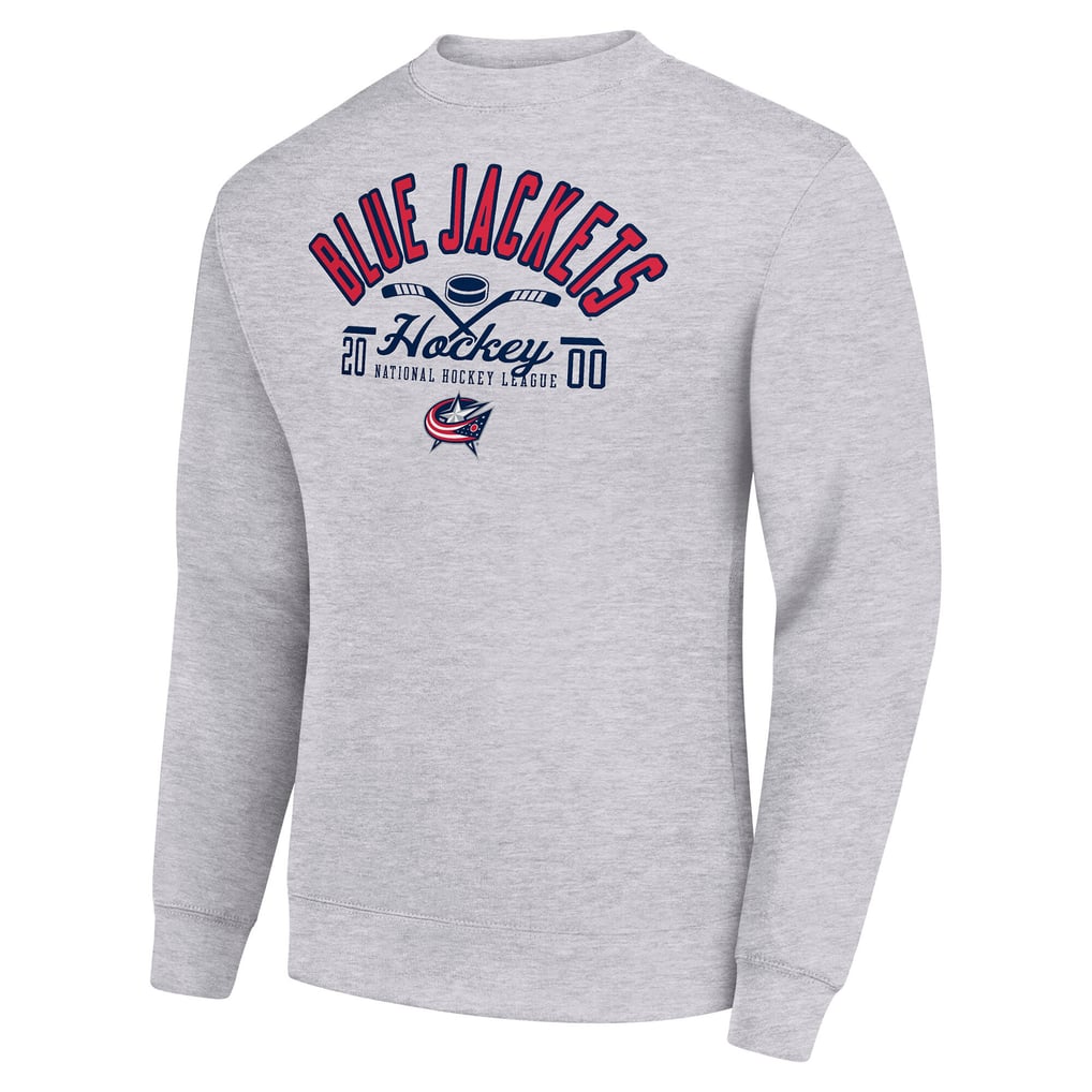 Columbus Blue Jackets Starter Stick And Puck Logo Fleece Pullover Sweatshirt - Heather Gray