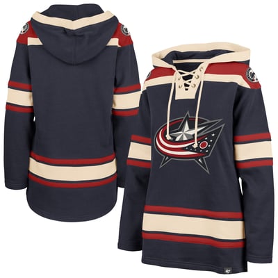  Columbus Blue Jackets '47 Women's Superior Lacer Pullover Hoodie - Navy
