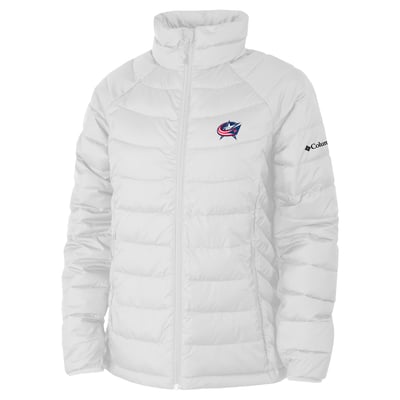  Columbus Blue Jackets Columbia Women's Omni-Heat Powder Lite II Raglan Full-Zip Jacket - White