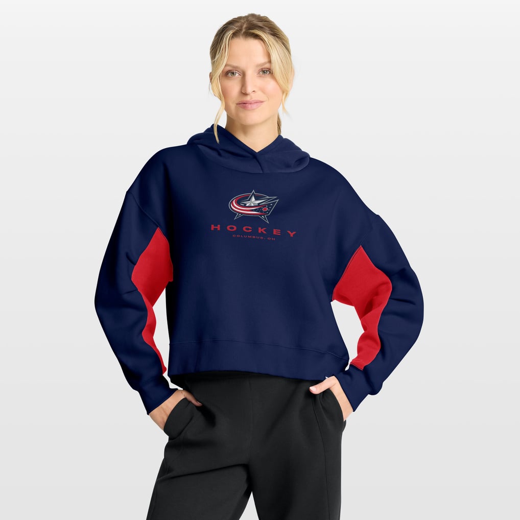 Columbus Blue Jackets Fanatics Women’s Back Check Boxy Hoodie — Navy