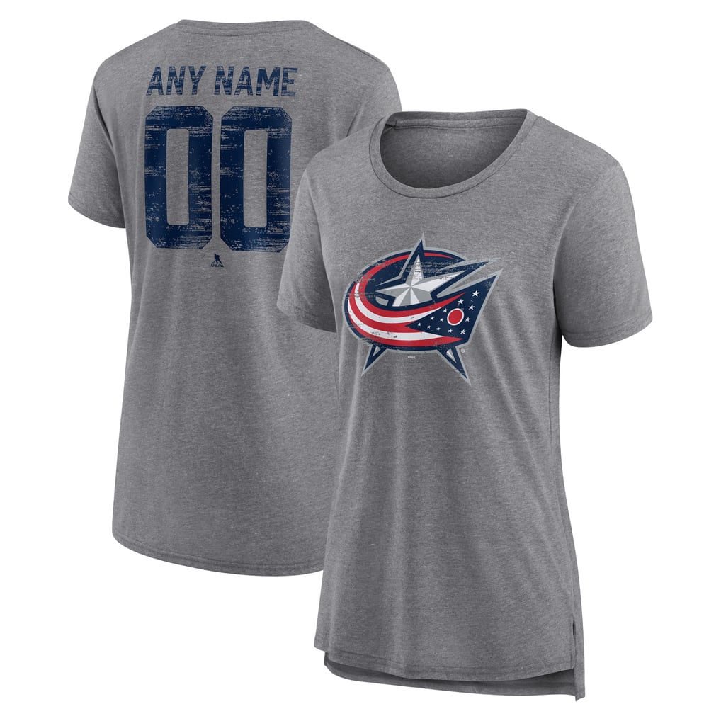 Columbus Blue Jackets Women’s Heritage Custom Tri-Blend T-Shirt — Gray
