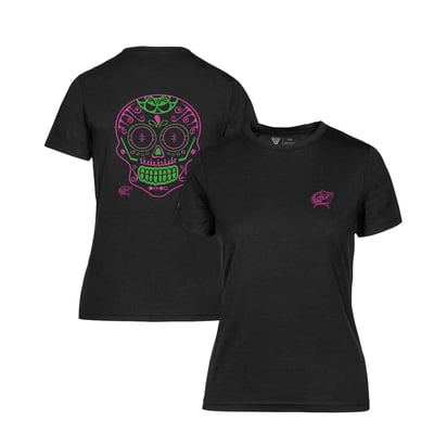Columbus Blue Jackets Levelwear Women's DOTD Sugar Skull Maddox T-Shirt - Black
