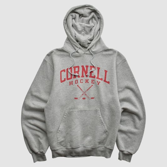 Cornell Big Red Champion 2000s Hooded Pullover Sweatshirt - Heather Gray - XS by Fanatics Real Vintage