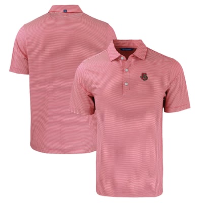  Cornell Big Red Cutter & Buck Forge Eco Double Stripe Stretch Recycled Polo - Red/White