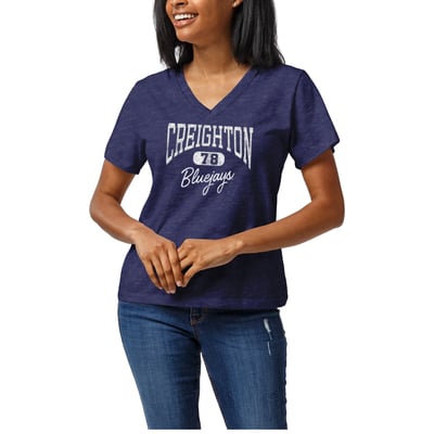  Creighton Bluejays League Collegiate Wear Women's Intramural Boyfriend V-Neck T-Shirt - Heather Blue
