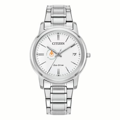 Culinary Institute of America Steels Citizen Watch Women's Eco-Drive White Dial Stainless Steel Watch - Silver
