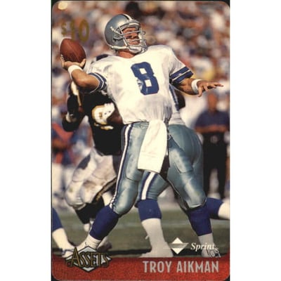 1996 Assets Phone Cards $10 #1 Troy Aikman