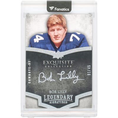 Bob Lilly Dallas Cowboys Autographed 2009 Upper Deck Exquisite Collection Legendary Signatures Silver Ink #L-BL #1/45 Card 