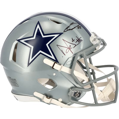 CeeDee Lamb & Dak Prescott Dallas Cowboys Fanatics Authentic Autographed Riddell Speed Authentic Helmet