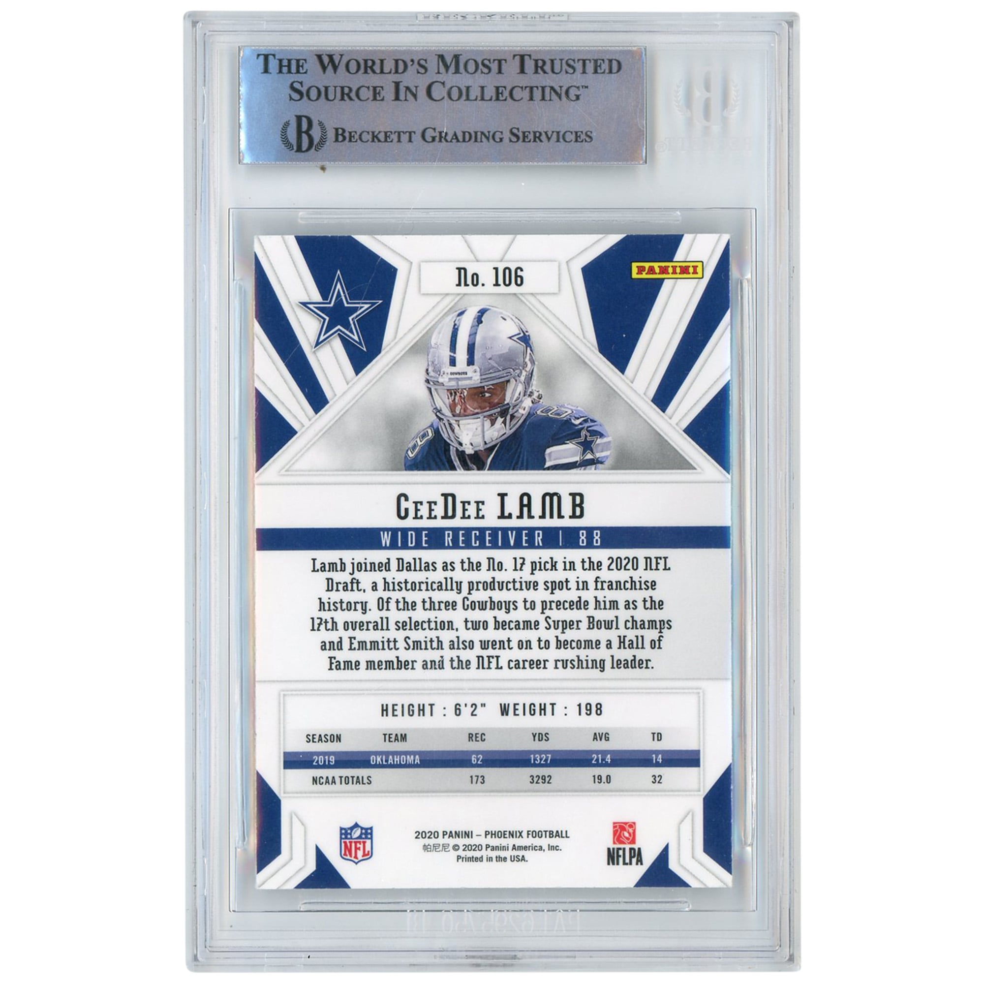 CeeDee Lamb Dallas Cowboys Autographed 2020 Panini Phoenix #106