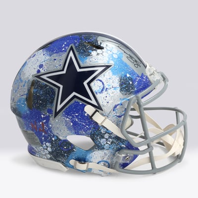 CeeDee Lamb Dallas Cowboys Autographed Fanatics Authentic Riddell Speed Authentic Helmet - Art by Nel Shaffer - WN55916526