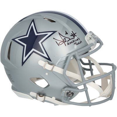 Dak Prescott Dallas Cowboys Autographed Fanatics Authentic Riddell Speed Authentic Helmet with "America's Team" Inscription