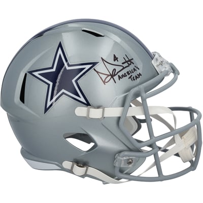 Dak Prescott Dallas Cowboys Autographed Fanatics Authentic Riddell Speed Replica Helmet with "America's Team" Inscription