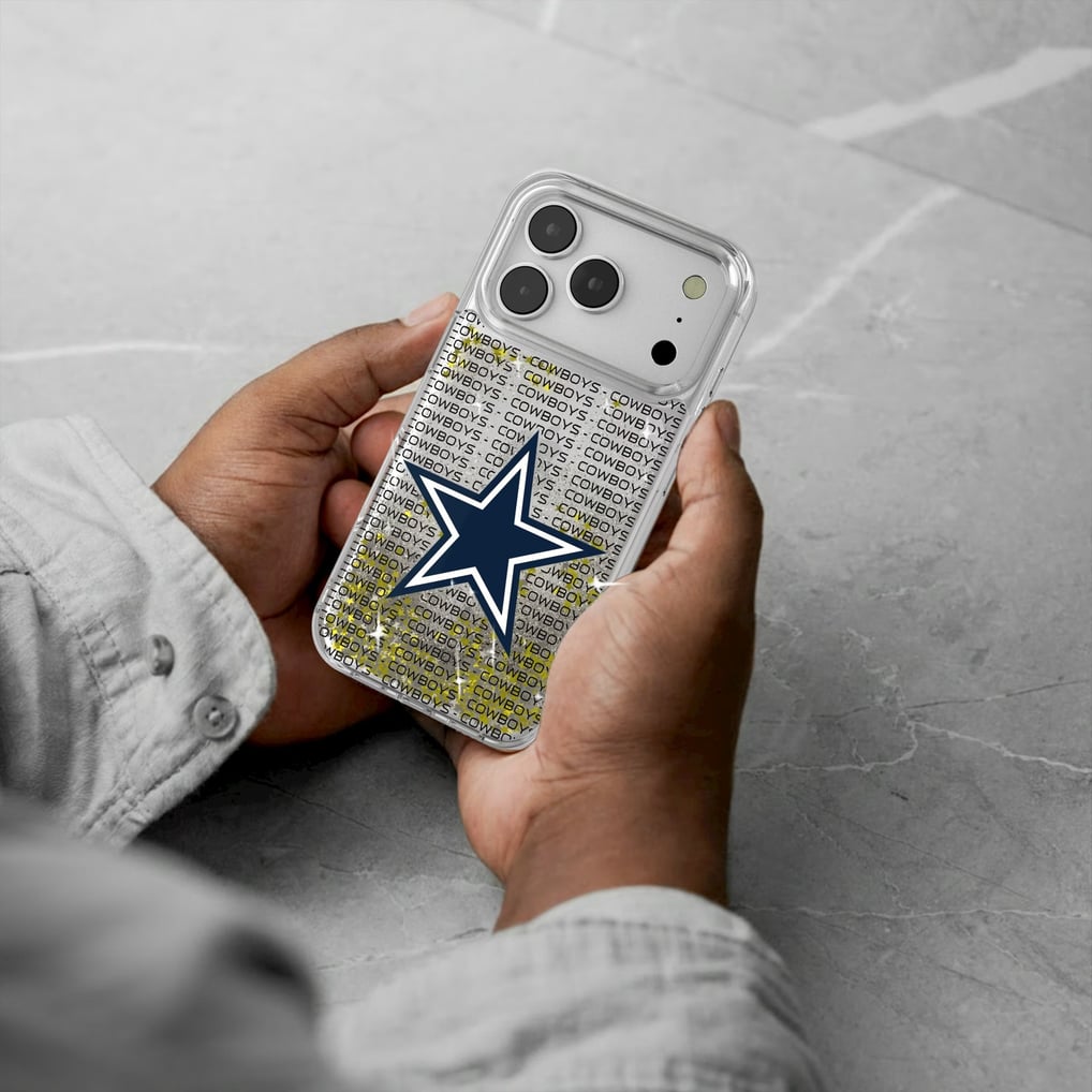 Dallas Cowboys iPhone Text Backdrop Design Glitter Case