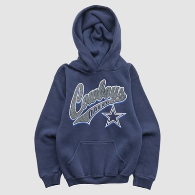 Dallas Cowboys Logo 7 90s Hooded Pullover Sweatshirt - Navy - Yth S by Fanatics Real Vintage