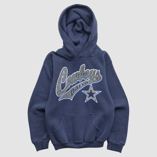 Dallas Cowboys Logo 7 90s Hooded Pullover Sweatshirt - Navy - Yth S by Fanatics Real Vintage