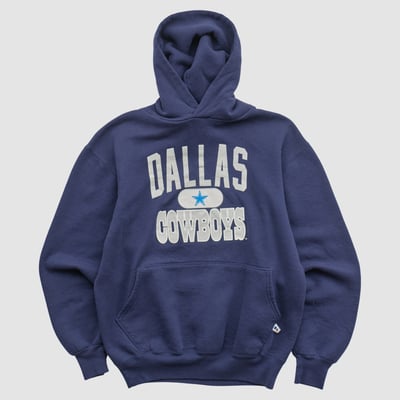 Dallas Cowboys Russell 90s Hooded Pullover Sweatshirt - Navy - S by Fanatics Real Vintage