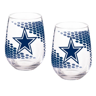 Dallas Cowboys Two-Piece 17oz. Color Fade Stemless Wine Glass Set