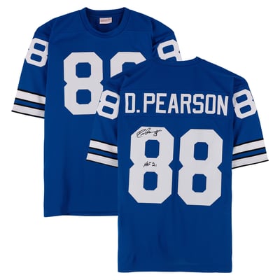 Drew Pearson Dallas Cowboys Autographed Fanatics Authentic Royal Mitchell & Ness 1977 Authentic Jersey with "HOF 21" Inscription