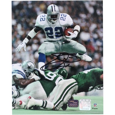 Emmitt Smith Dallas Cowboys Autographed Fanatics Authentic 8" x 10" Hurdle vs. Philadelphia Eagles Photograph