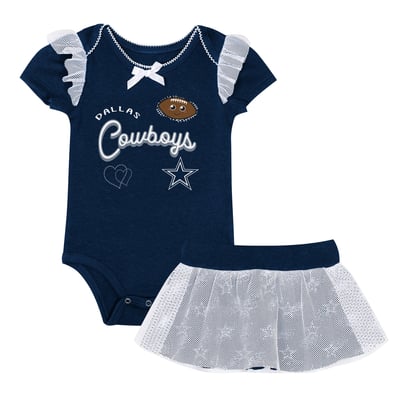 Dallas Cowboys Outerstuff Girls Newborn Melted Hearts Creeper and Skirt Set - Navy