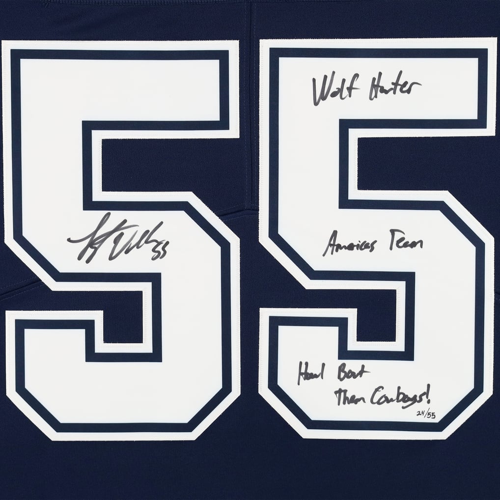 UNSIGNED CUSTOM Sewn Stitched Leighton Vander Esch Blue Jersey UNSIGNED CUSTOM Sewn Stitched Leighton Vander Esch Blue Jersey