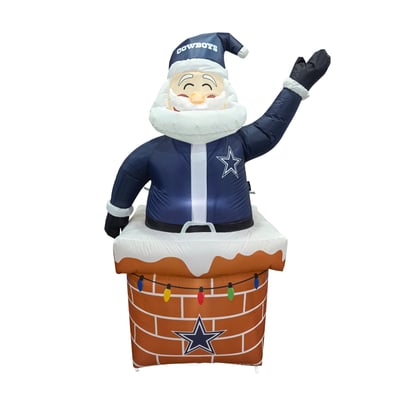 Dallas Cowboys Logo Brands Santa in Chimney Yard Inflatable