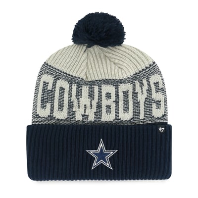 Dallas Cowboys '47 Bone Chill Cuffed Knit Hat with Pom - Navy
