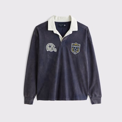  Dallas Cowboys Abercrombie & Fitch Heavyweight Knit Rugby Shirt - Blue