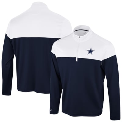 Dallas Cowboys Antigua Hinder Quarter-Zip Pullover - Navy/White