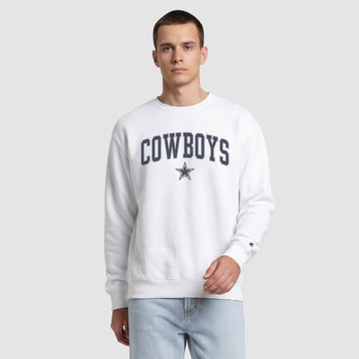  Dallas Cowboys Champion Contrast Patch Crewneck Sweatshirt - White