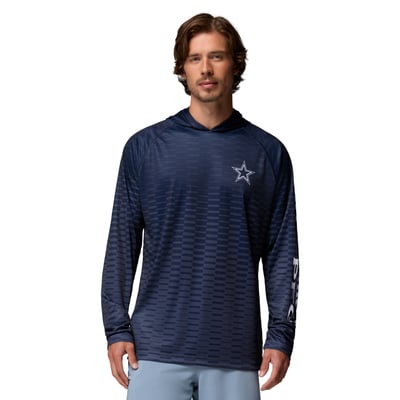 Dallas Cowboys Columbia PFG Terminal Tackle Gradient Omni-Wick Raglan Long Sleeve Hoodie T-Shirt - Navy