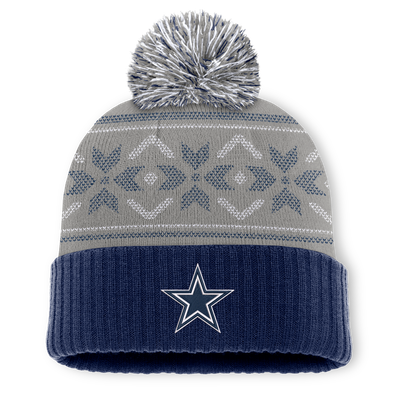 Dallas Cowboys Fanatics Snowday Cuffed Knit Hat with Pom - Navy/Gray
