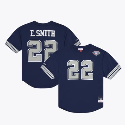Emmitt Smith Dallas Cowboys Mitchell & Ness Retired Player Name & Number Mesh Top - Navy