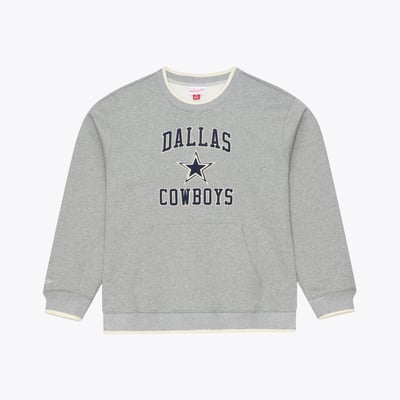  Dallas Cowboys Mitchell & Ness Premium Essentials Crew Sweatshirt - Heather Gray