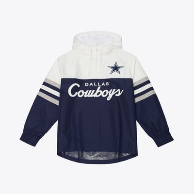  Dallas Cowboys Mitchell & Ness Head Coach Anorak Quarter-Zip Windbreaker Jacket - Navy