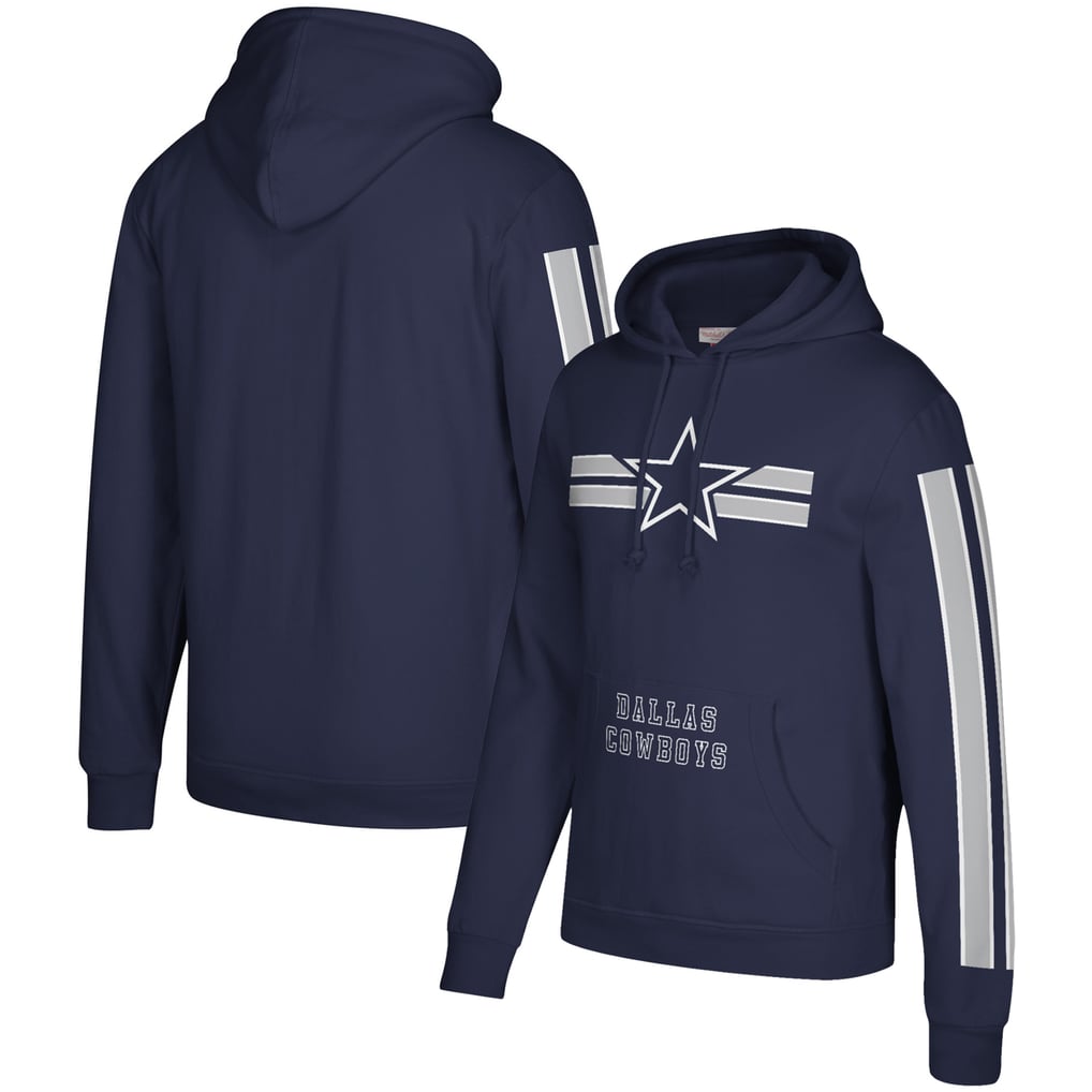 Dallas Cowboys Mitchell & Ness Three Stripe Pullover Hoodie - Navy