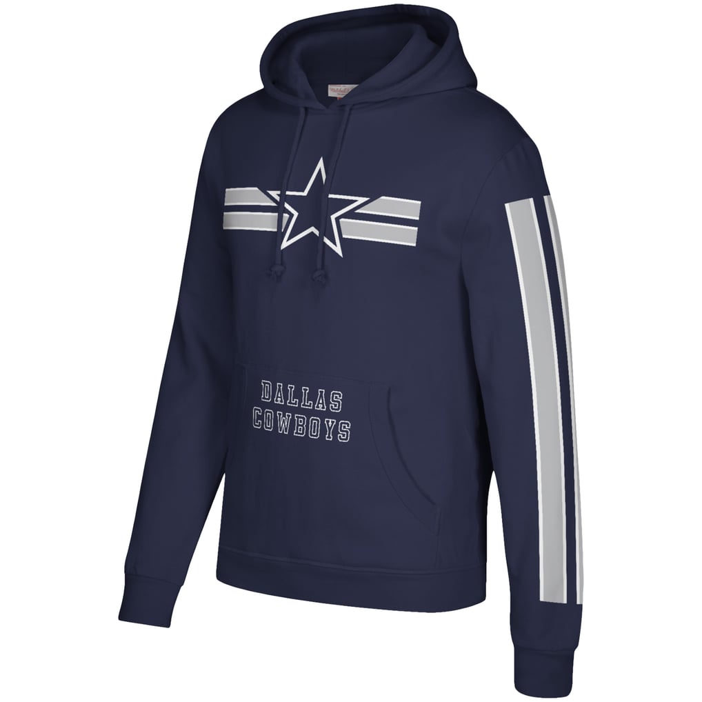 Dallas Cowboys Mitchell & Ness Three Stripe Pullover Hoodie - Navy