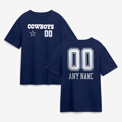 Dallas Cowboys  Touchdown Wordmark Personalized Name & Number T-Shirt - Navy