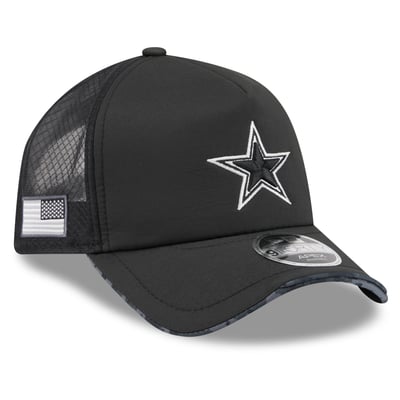 Dallas Cowboys New Era 2026 Salute To Service Apex 9FORTY Adjustable Trucker Hat - Black