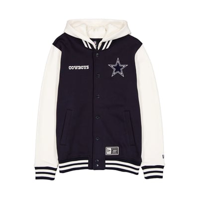 Dallas Cowboys New Era Full-Snap Fleece Hoodie Jacket - Navy/Cream