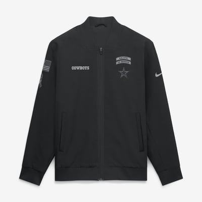  Dallas Cowboys Nike 2026 Salute to Service Sideline Full-Zip Bomber Jacket - Black